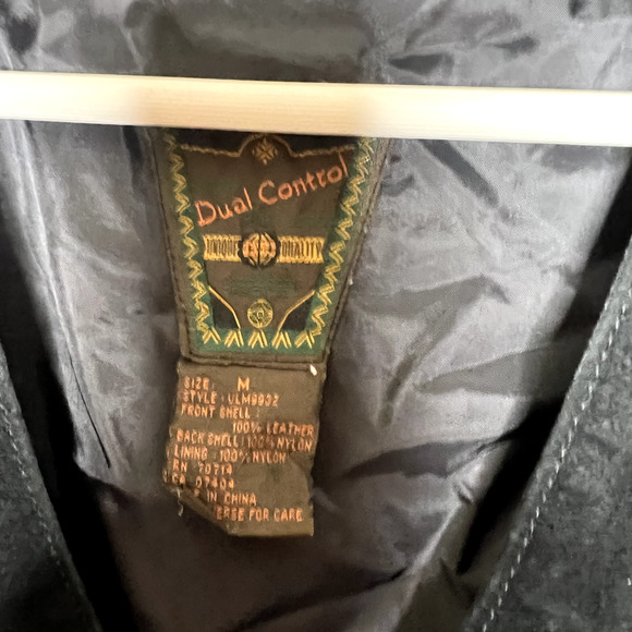 Dual Control VTG Suede Leather Vest Waistcoat Medium Black Western Biker Cowboy - Picture 4 of 6